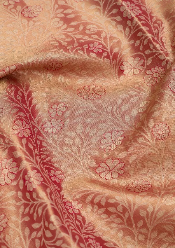 Peach_Silk_Jaal_Saree_With_Matching_Blouse_Piece