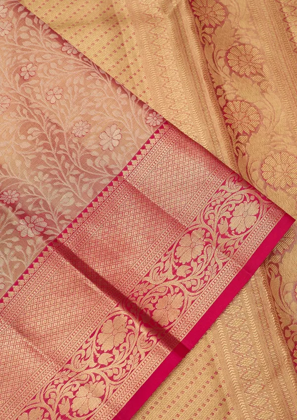 Peach_Silk_Jaal_Saree_With_Matching_Blouse_Piece