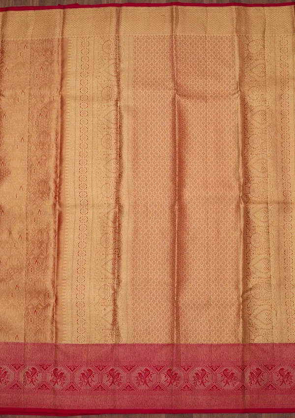 Peach_Silk_Jaal_Saree_With_Matching_Blouse_Piece