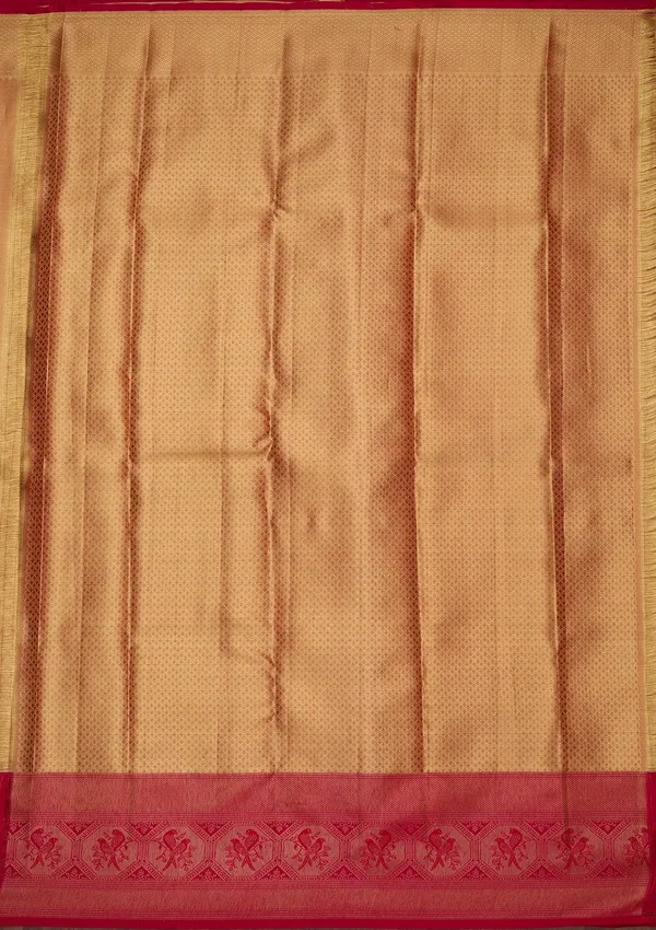 Peach_Silk_Jaal_Saree_With_Matching_Blouse_Piece