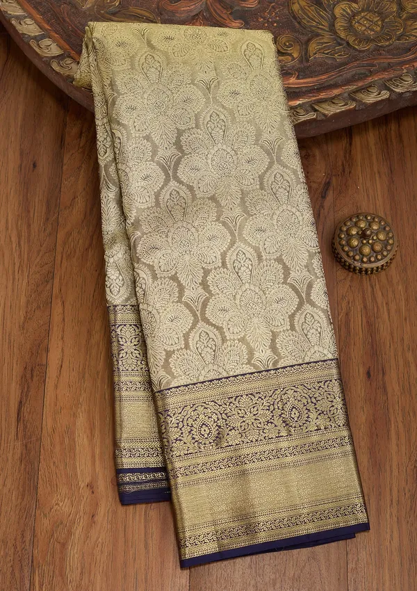 Grey_Silk_Jaal_Saree_With_Matching_Blouse_Piece