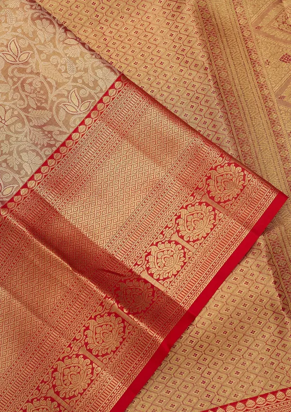 Peach_Silk_Jaal_Saree_With_Matching_Blouse_Piece