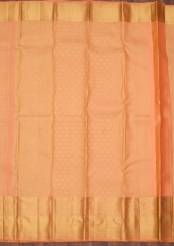 Peach_Silk_Jaal_Saree_With_Matching_Blouse_Piece
