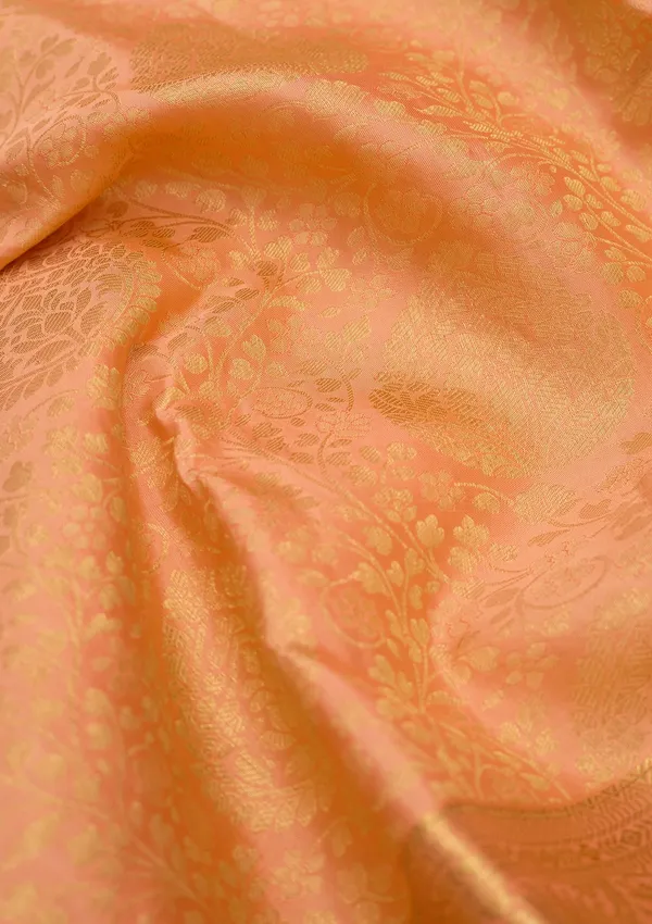 Peach_Silk_Jaal_Saree_With_Matching_Blouse_Piece