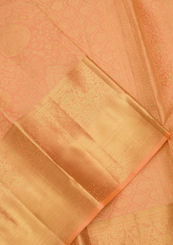 Peach_Silk_Jaal_Saree_With_Matching_Blouse_Piece