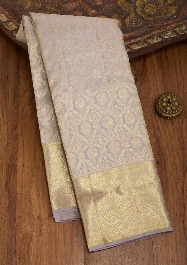 Grey_Silk_Jaal_Saree_With_Matching_Blouse_Piece