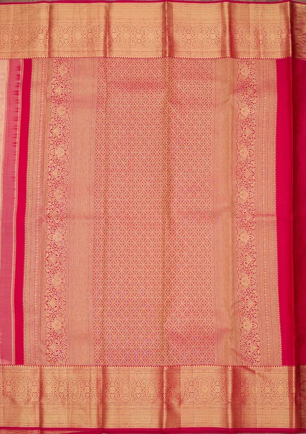 Peach_Silk_Checks_Saree_With_Matching_Blouse_Piece