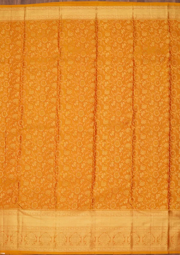 Mustard_Silk_Jaal_Saree_With_Matching_Blouse_Piece