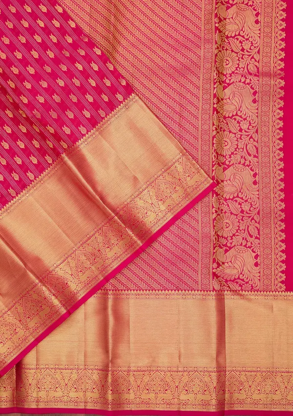 Rani_Pink_Silk_Buti_Saree_With_Matching_Blouse_Piece