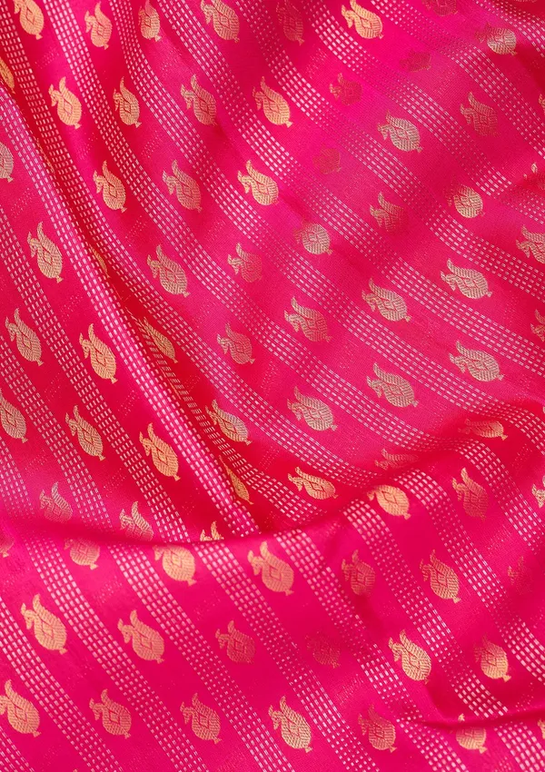 Rani_Pink_Silk_Buti_Saree_With_Matching_Blouse_Piece
