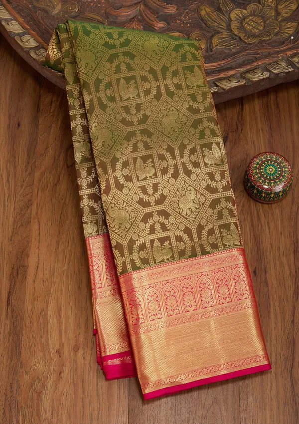 Mehendi_Dharmavaram_Pure_Silk_Saree