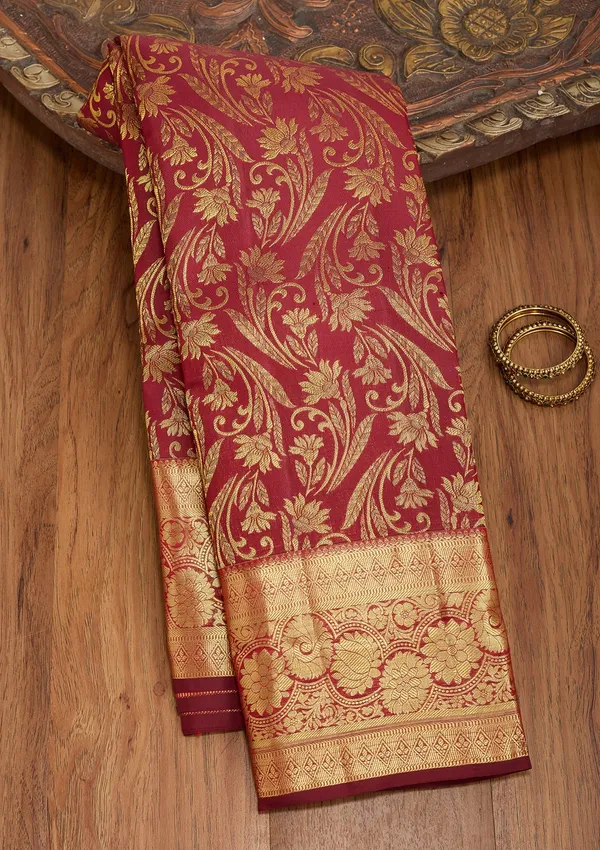 Maroon_Dharmavaram_Pure_Silk_Saree