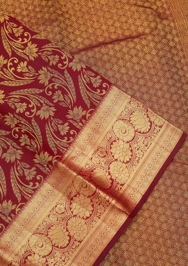 Maroon_Dharmavaram_Pure_Silk_Saree