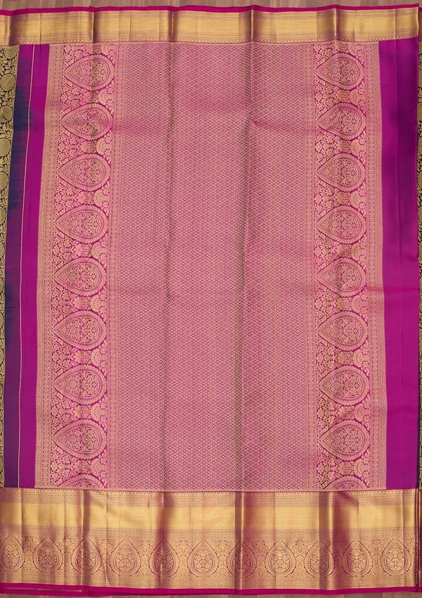 Navy_Blue_Silk_Jaal_Saree_With_Matching_Blouse_Piece