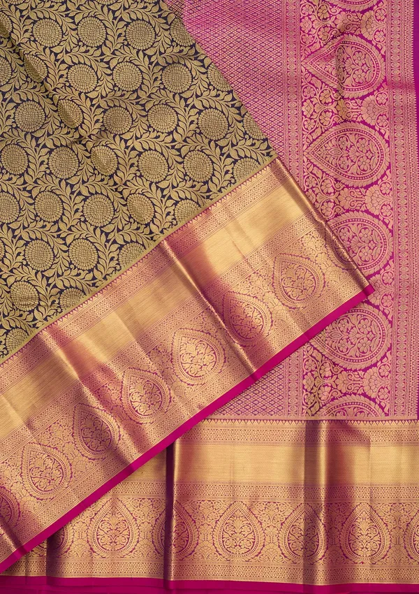 Navy_Blue_Silk_Jaal_Saree_With_Matching_Blouse_Piece