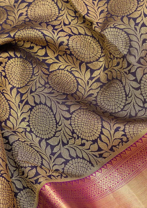 Navy_Blue_Silk_Jaal_Saree_With_Matching_Blouse_Piece
