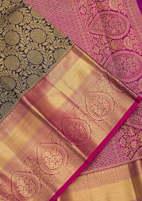 Navy_Blue_Silk_Jaal_Saree_With_Matching_Blouse_Piece