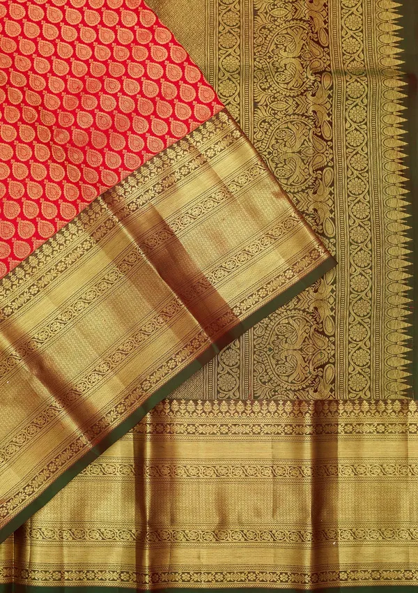 Red_Silk_Jaal_Saree_With_Matching_Blouse_Piece