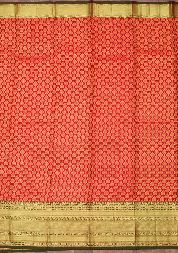 Red_Silk_Jaal_Saree_With_Matching_Blouse_Piece