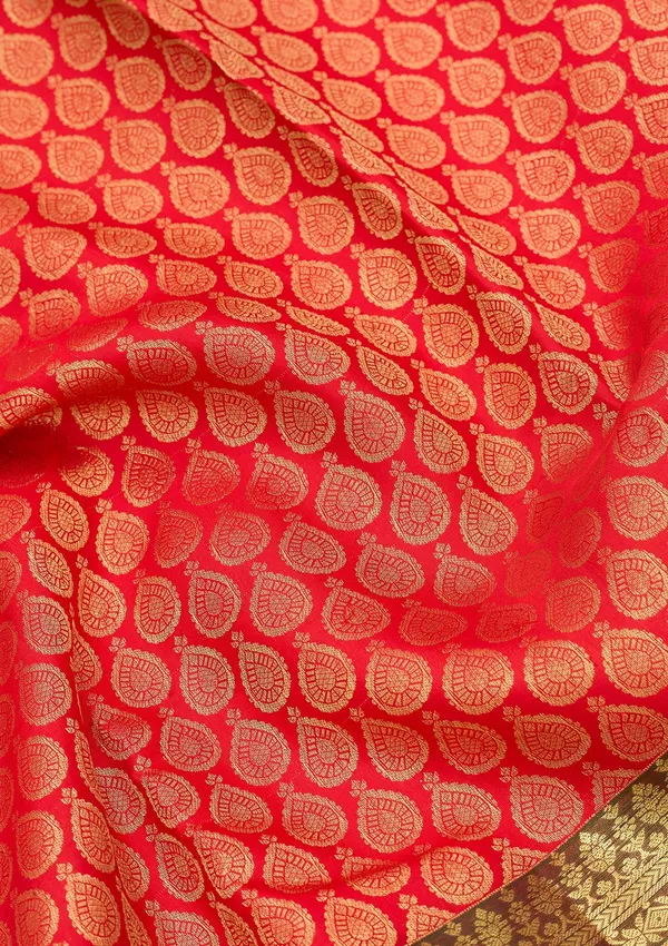 Red_Silk_Jaal_Saree_With_Matching_Blouse_Piece