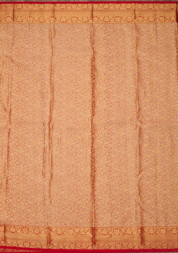 Peach_Silk_Jaal_Saree_With_Matching_Blouse_Piece