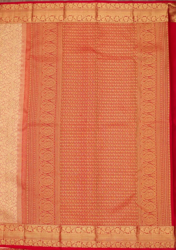 Peach_Silk_Jaal_Saree_With_Matching_Blouse_Piece