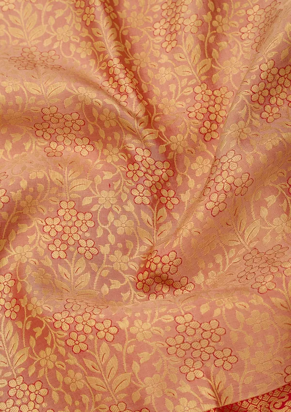 Peach_Silk_Jaal_Saree_With_Matching_Blouse_Piece