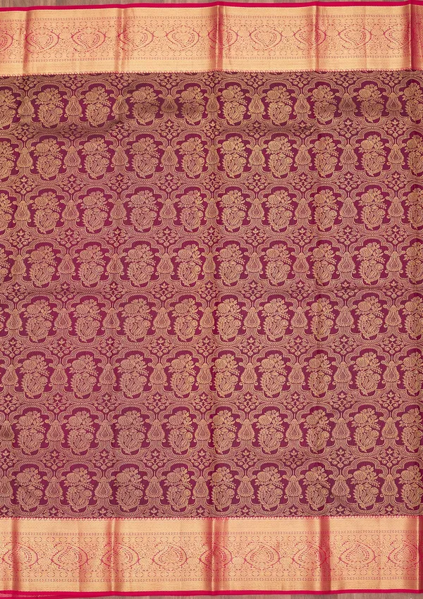 Wine_Silk_Jaal_Saree_With_Matching_Blouse_Piece