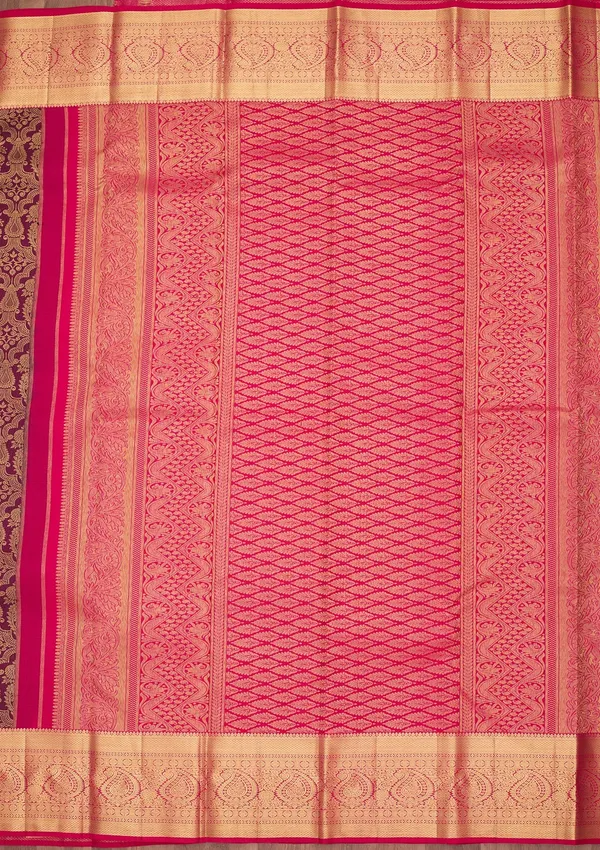 Wine_Silk_Jaal_Saree_With_Matching_Blouse_Piece
