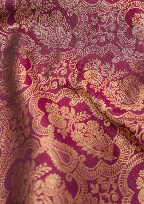 Wine_Silk_Jaal_Saree_With_Matching_Blouse_Piece