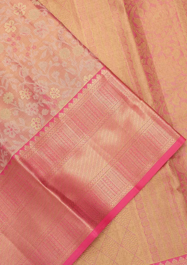 Pink_Silk_Jaal_Saree_With_Matching_Blouse_Piece