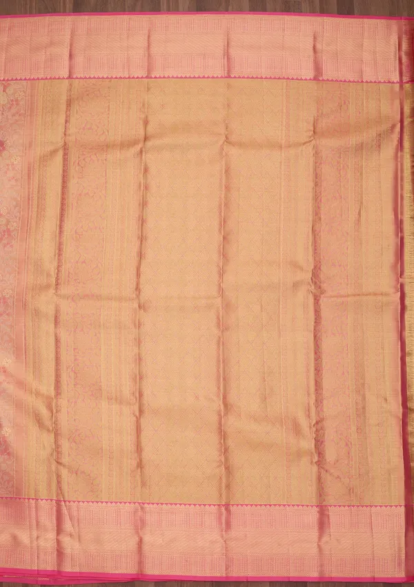 Pink_Silk_Jaal_Saree_With_Matching_Blouse_Piece