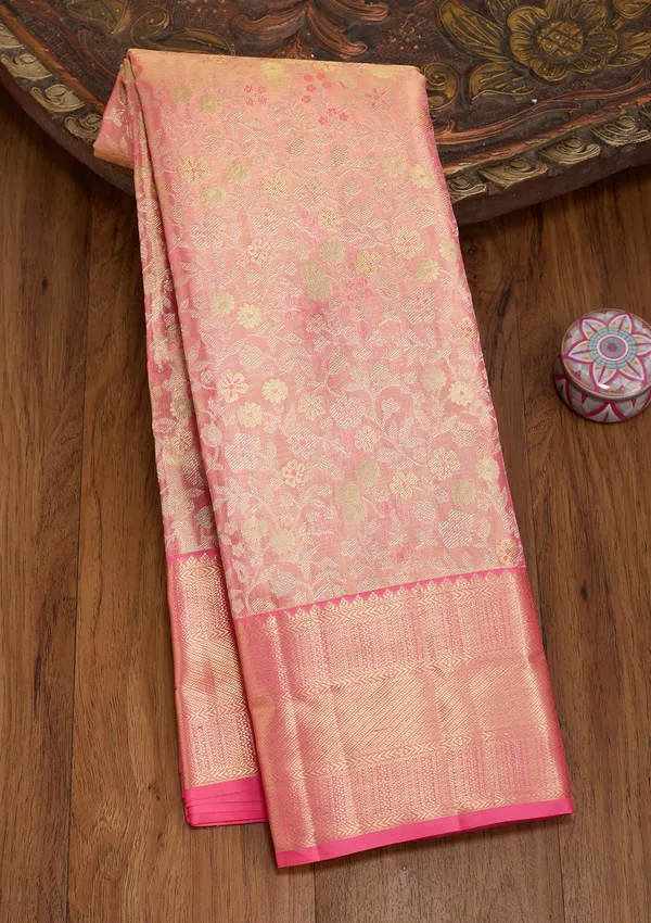 Pink_Silk_Jaal_Saree_With_Matching_Blouse_Piece