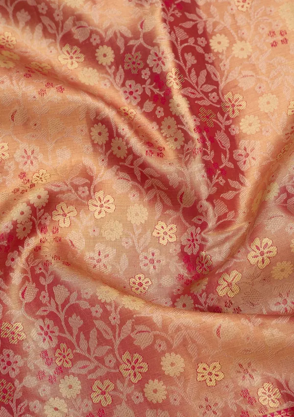 Peach_Silk_Jaal_Saree_With_Matching_Blouse_Piece