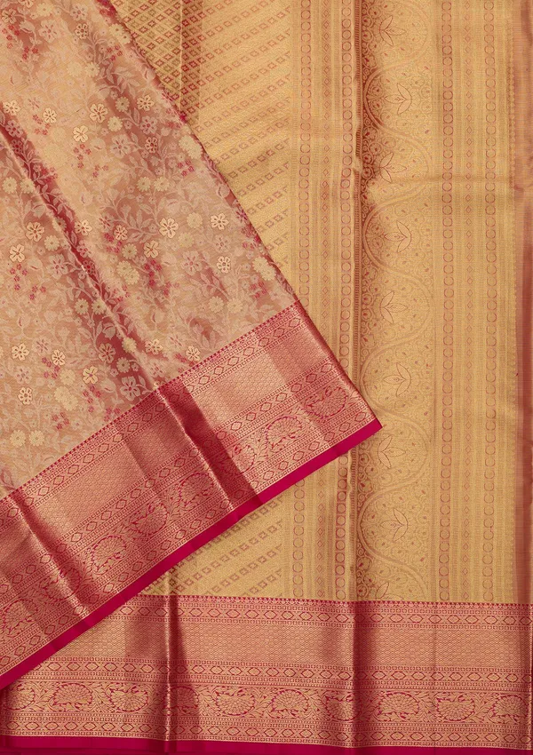 Peach_Silk_Jaal_Saree_With_Matching_Blouse_Piece