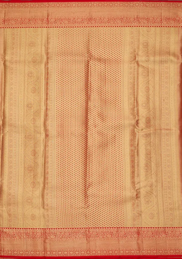 Red_Silk_Jaal_Saree_With_Matching_Blouse_Piece