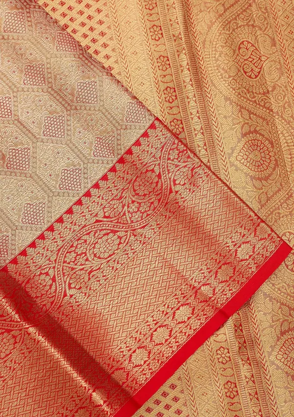 Red_Silk_Jaal_Saree_With_Matching_Blouse_Piece