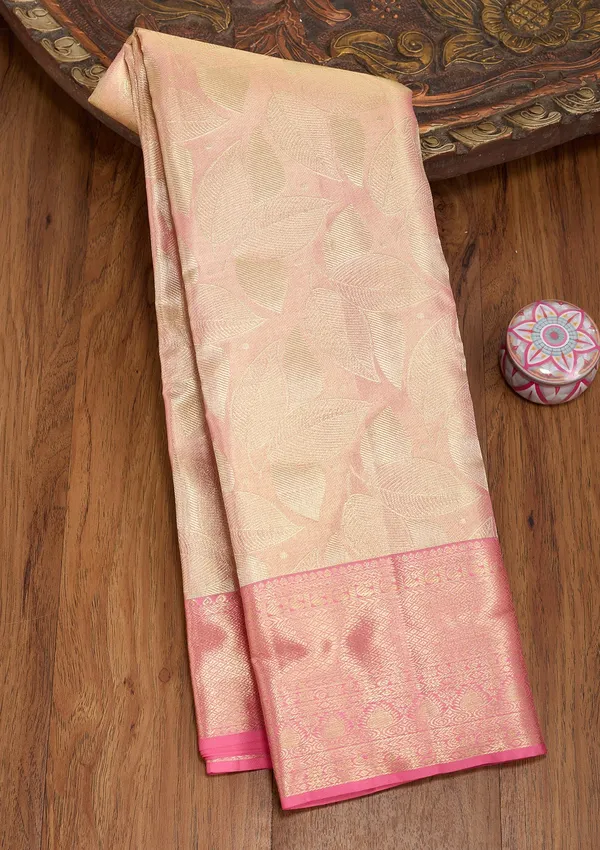 Pink_Silk_Jaal_Saree_With_Matching_Blouse_Piece