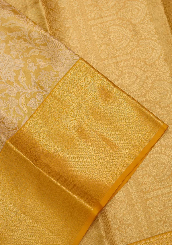 Yellow_Silk_Jaal_Saree_With_Matching_Blouse_Piece