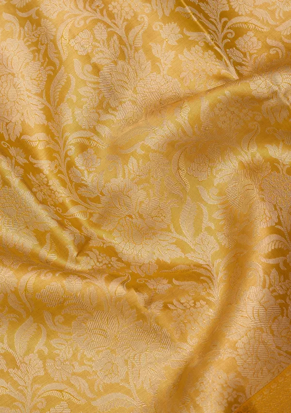 Yellow_Silk_Jaal_Saree_With_Matching_Blouse_Piece