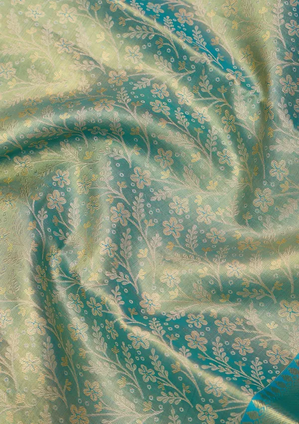 Sea_Green_Silk_Jaal_Saree_With_Matching_Blouse_Piece