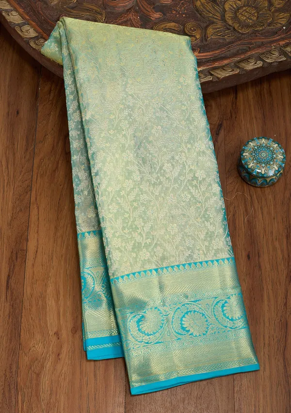 Sea_Green_Silk_Jaal_Saree_With_Matching_Blouse_Piece