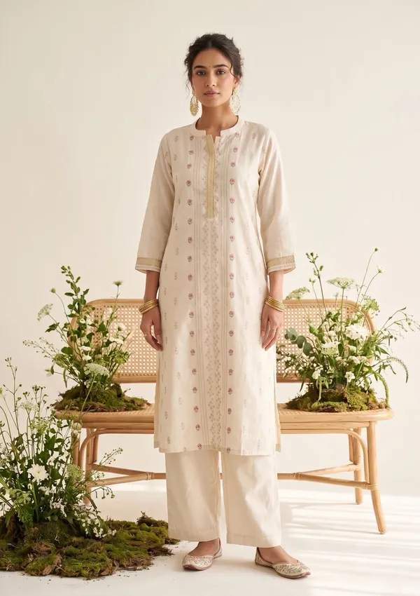 Cream_Chanderi_Threadwork_Straight_Kurta_With_Regular_Pant_And_Dupatta