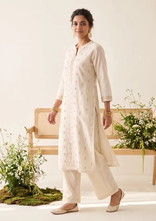 Cream_Chanderi_Threadwork_Straight_Kurta_With_Regular_Pant_And_Dupatta