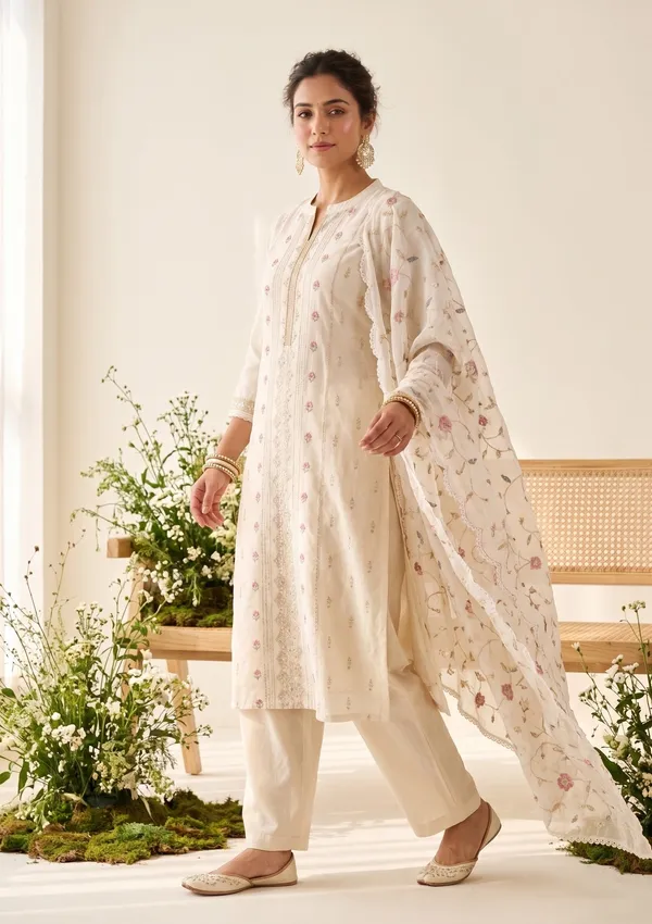 Cream_Chanderi_Threadwork_Straight_Kurta_With_Regular_Pant_And_Dupatta