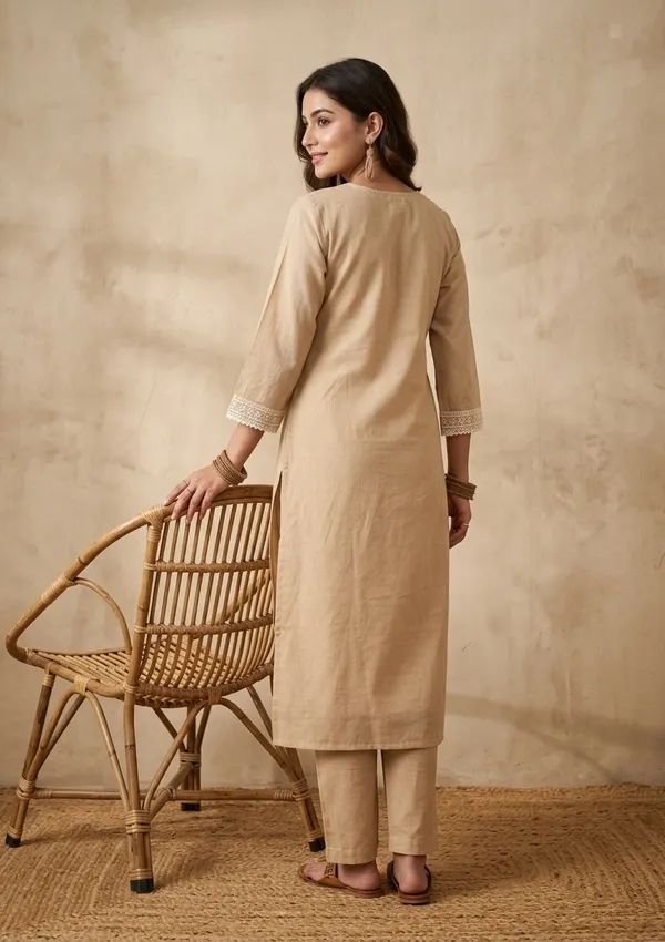 Light_Brown_Chanderi_Threadwork_Straight_Kurta_With_Pant_Regular_And_Dupatta