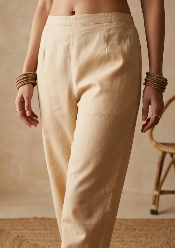 Light_Brown_Chanderi_Threadwork_Straight_Kurta_With_Pant_Regular_And_Dupatta