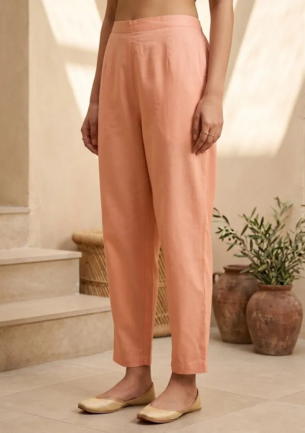 Peach_Chanderi_Threadwork_Straight_Kurta_With_Pant_Regular_And_Dupatta