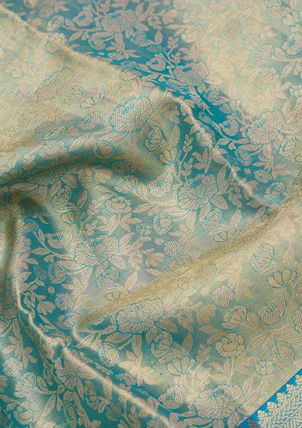 Sky_Blue_Silk_Jaal_Saree_With_Matching_Blouse_Piece