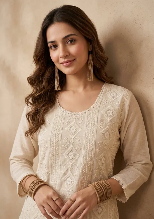 Cream_Chanderi_Threadwork_Straight_Kurta_With_Pant_Regular_And_Dupatta